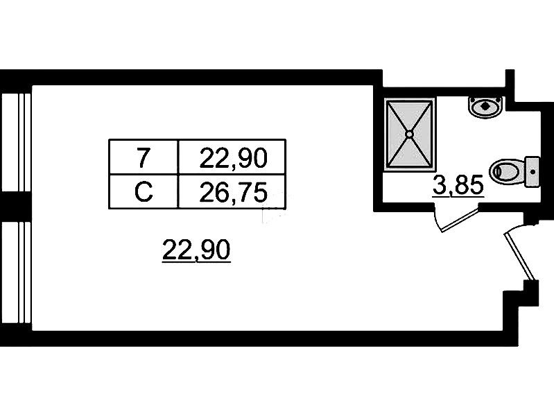 Квартира студия 26.96 м², 9/9 эт., Апарт-отель «Апарт отель Well»